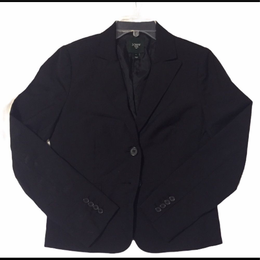 J. Crew Factory Black Wool Blazer Size 6 Lined 2 Button Career
